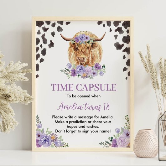Poster Vache Imprimer Floral Anniversaire Temps Capsule S