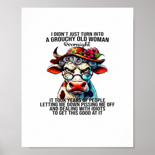 Poster Vache Je ne me suis pas contentée de me transforme (Devant)