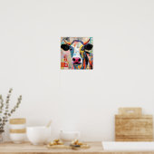Poster Vache joueuse, un collage artistique et ecclésiast (Cuisine)