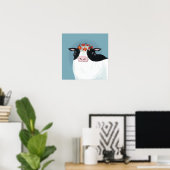 Poster Vache laitière et couronne de fleurs rouges (Bureau à domicile)