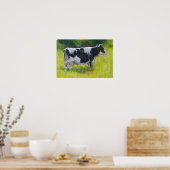 Poster Vache laitière Holstein dans le pâturage, peinture (Cuisine)