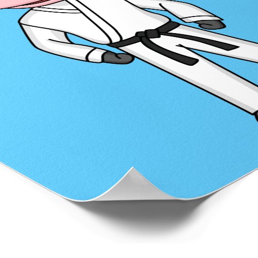 Poster Vache mignonne en combinaison kung fu (Coin)