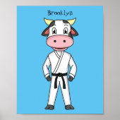 Poster Vache mignonne en combinaison kung fu (Devant)