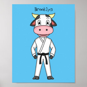 Poster Vache mignonne en combinaison kung fu