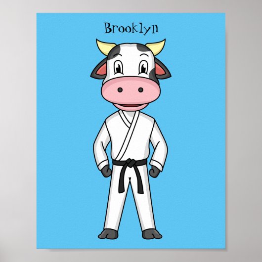 Poster Vache mignonne en combinaison kung fu (Devant)