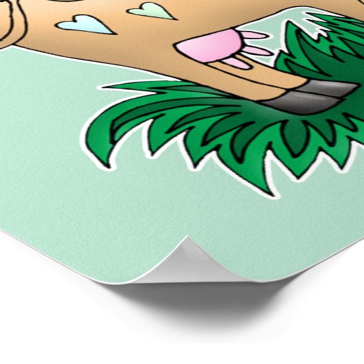 Poster Vache mignonne et papillon (Coin)