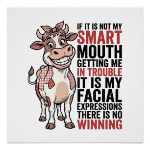 Poster Vache mignonne insolente graphique vintage Smart M