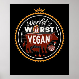 Poster Vache Mondes le plus mauvais Vegan Meat BBQ