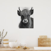 Poster Vache noire et blanche des Highlands (Cuisine)