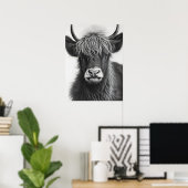 Poster Vache noire et blanche des Highlands (Bureau à domicile)