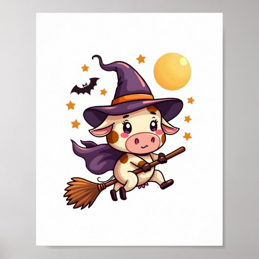 Poster Vache sorcière sur un bâton (Devant)