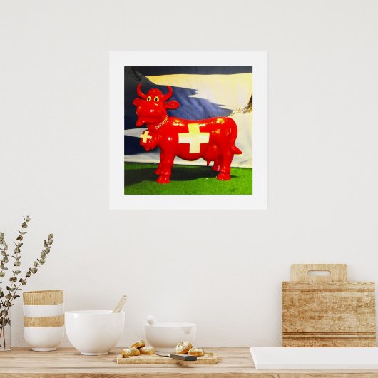 Poster vache suisse rouge (Cuisine)