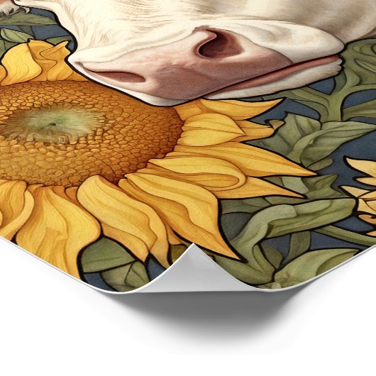 Poster Vache Sunflower (Coin)