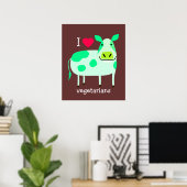 Poster Vache verte - Végétarien (Bureau à domicile)
