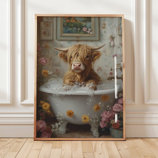 Poster Vache Whimsland en Bubble Bath Wall Art