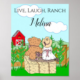 Poster Vachère personnalisée mignonne et ours en peluche