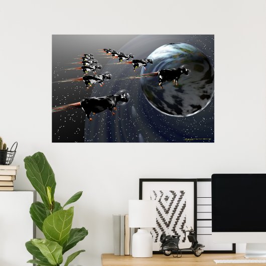 Poster Vaches dans l'espace (Bureau à domicile)