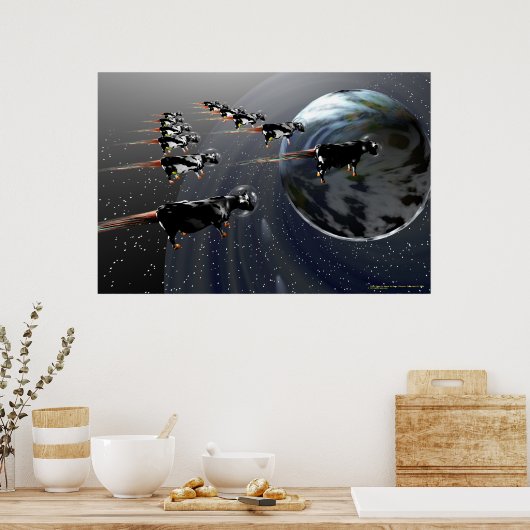 Poster Vaches dans l'espace (Cuisine)