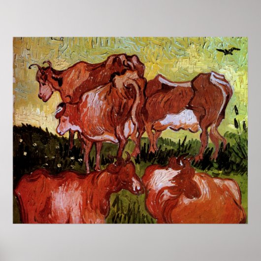 Poster Vaches (d'après Jordaens) par Vincent van Gogh (Devant)