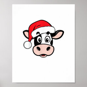 Poster Vaches de Noël Père Noël mignonne Noël Heifer Fill