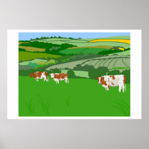 Poster Vaches de pâturage