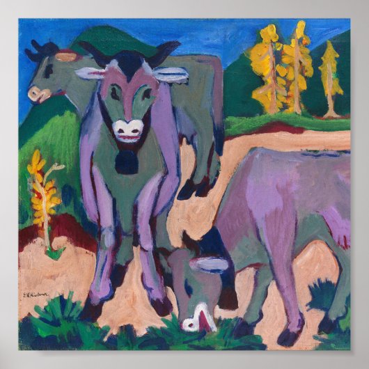 Poster Vaches en automne | Ernst Ludwig Kirchner (Devant)