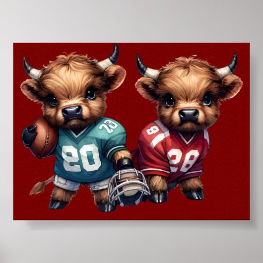 Poster Vaches Highland et football (Devant)