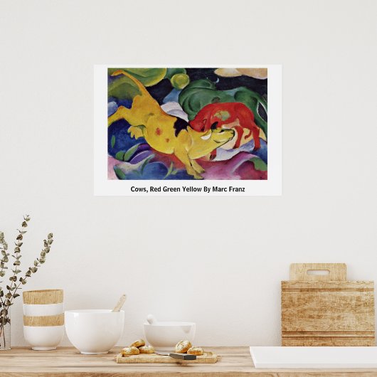 Poster Vaches, Rouge Vert Jaune Par Marc Franz (Cuisine)