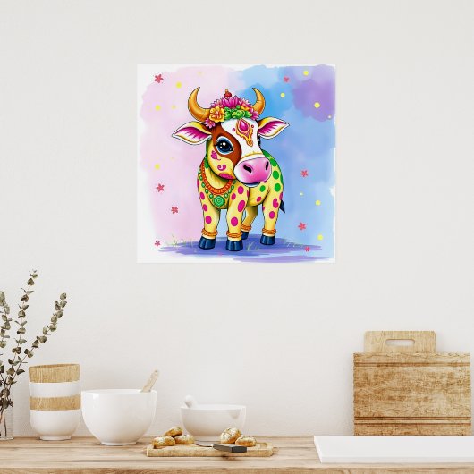 Poster Vaches saintes à Diwali déguisé (Cuisine)