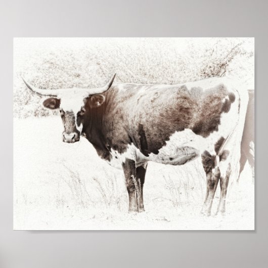 Poster vaches style vintage photo design sépia tons (Devant)