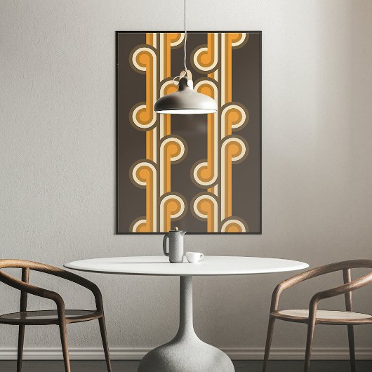 Poster Vague Abstrait Courbes Fusion Industrielle Art Fin