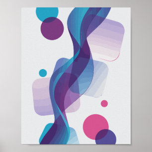 Poster Vague Abstraite avec formes colorées
