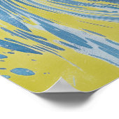 Poster Vague Abstraite Bleue Et Or (Coin)