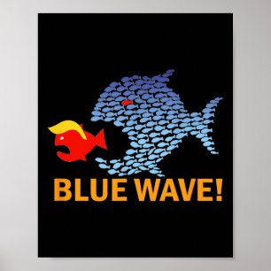 Poster Vague Bleue 2024 Gros Poissons Amusants Mangez Pet