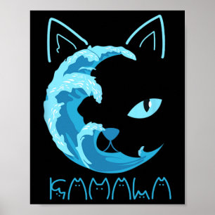 Poster Vague Bleue Dames Chat Kamala Typographie De Chat