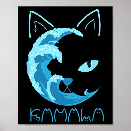 Poster Vague Bleue Dames Chat Kamala Typographie De Chat (Devant)