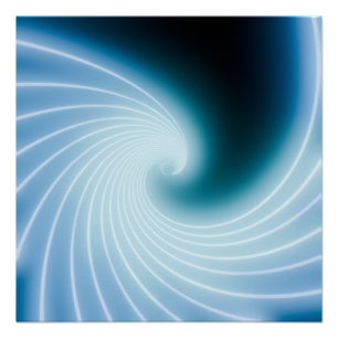 Poster Vague d'art en ligne néon lumineux bleu