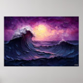 Poster Vague de coucher de soleil majestueuse à l'huile t (Devant)