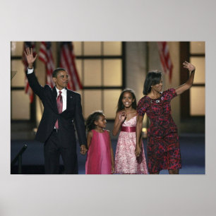 Poster Vague de la famille Barak Obama à la dernière nuit