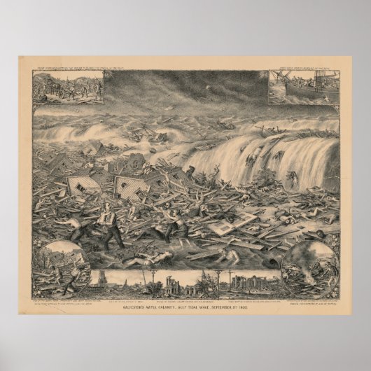 Poster Vague de marée du Golfe de Galveston, une catastro (Devant)