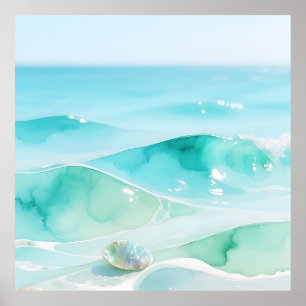 Poster Vague de mer turquoise Coquillage