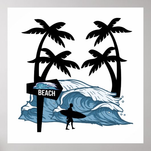 Poster Vague de plage Funny (Devant)