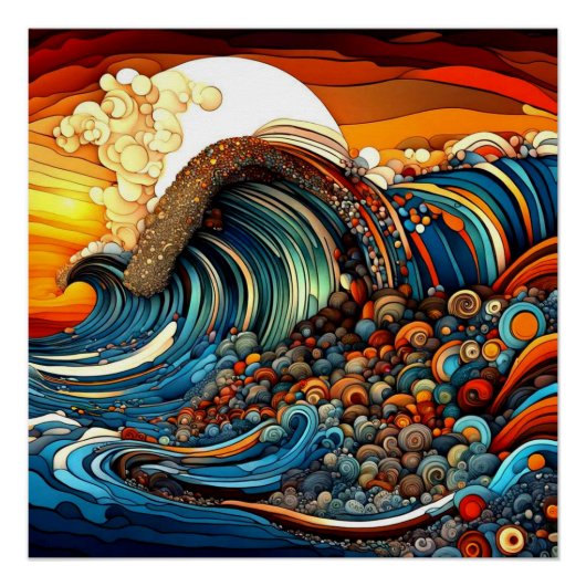 Poster Vague de tsunami (Devant)