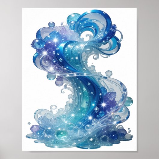 Poster Vague d'eau BLEU FROID (Devant)