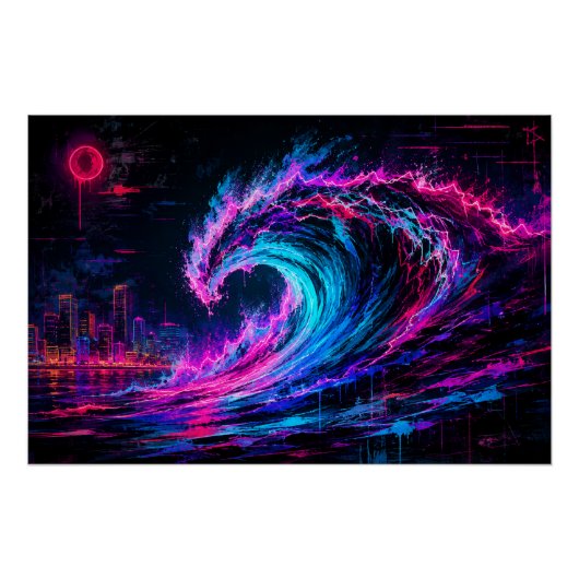 Poster Vague d'eau océanique (Devant)