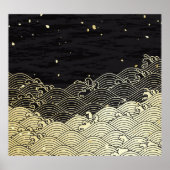 Poster Vague dorée, texture papier. (Devant)