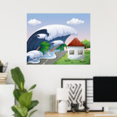 Poster Vague du tsunami (Bureau à domicile)