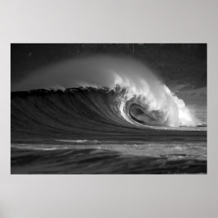 Poster Vague épique de Java - Surf noir et blanc