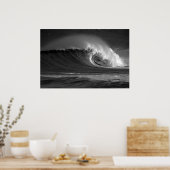 Poster Vague épique de Java - Surf noir et blanc (Cuisine)