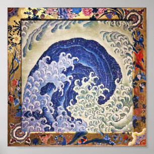 Poster Vague féminine, Hokusai